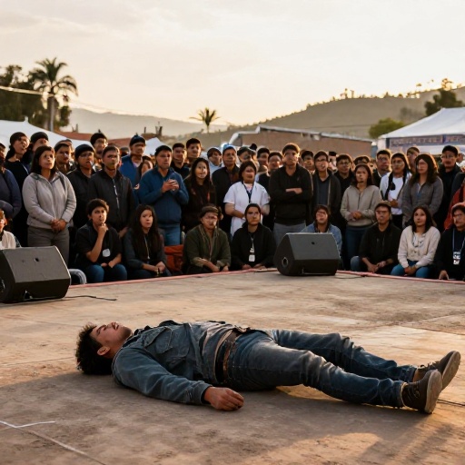 ¡Alerta total! Óscar Junior cae del escenario en Juliaca y termina en emergencias